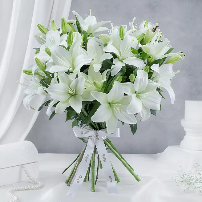 White Lily Congrats Floral Hand-Tied Bouquet